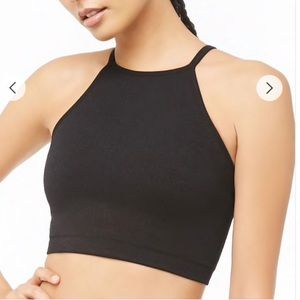Forever21 Black Ribbed Crop Tank Top